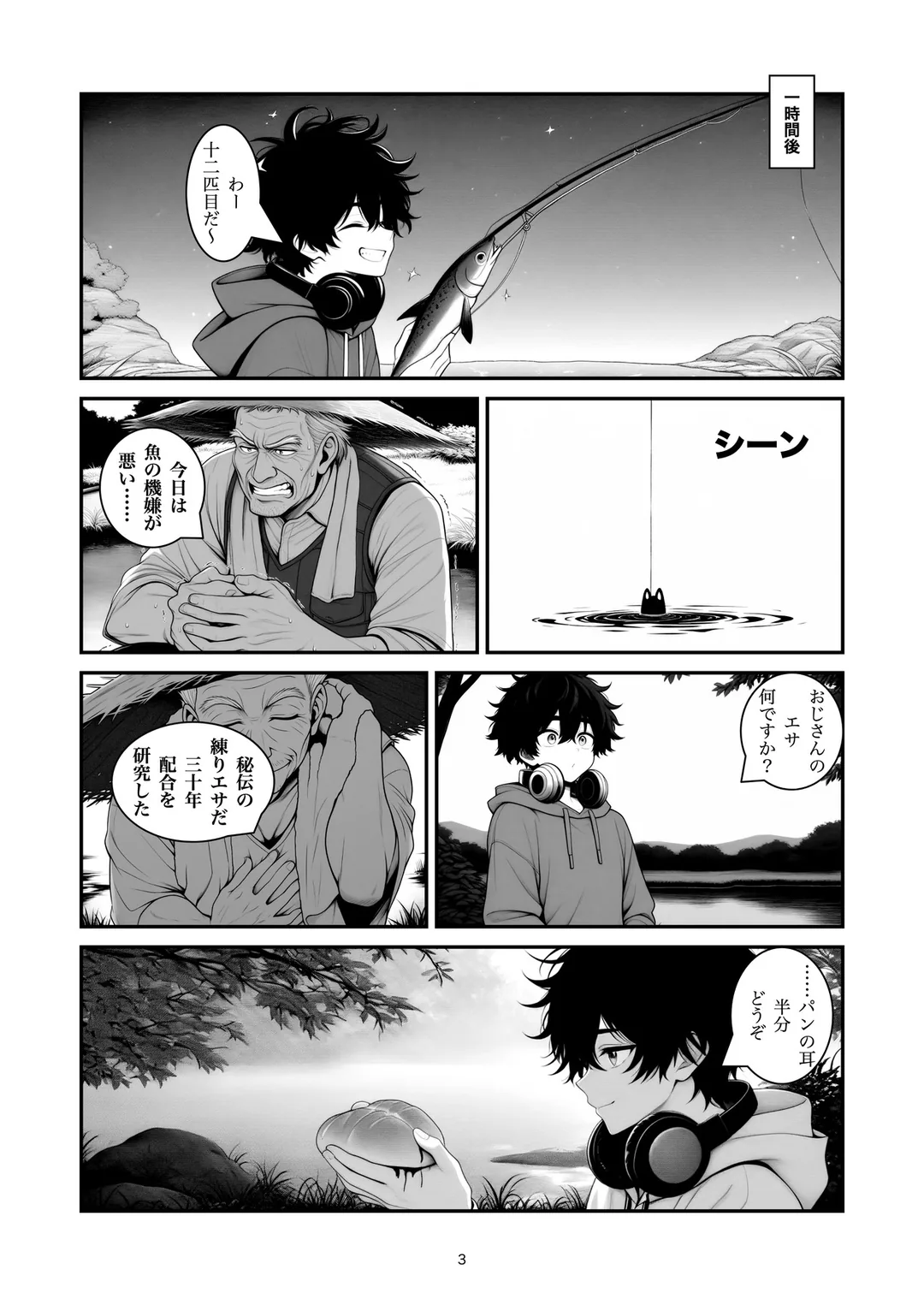 『釣りは待つもの』3ページ目